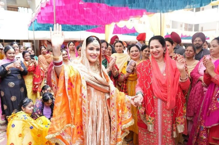 Wife of Punjab CM Gurpreet Kaur Mann celebrates Teej at Budha Dal Public School Patiala