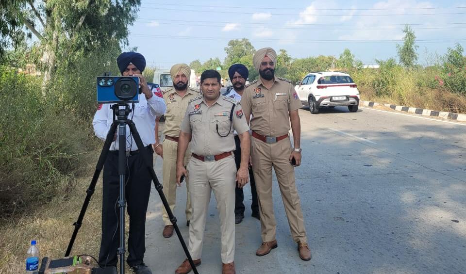 Special checking using speed radar by Patiala Police