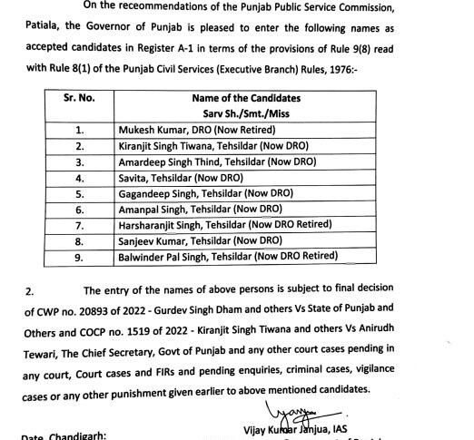Punjab elevates 9 officers as PCS