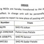 Patiala Police SHOs transferred