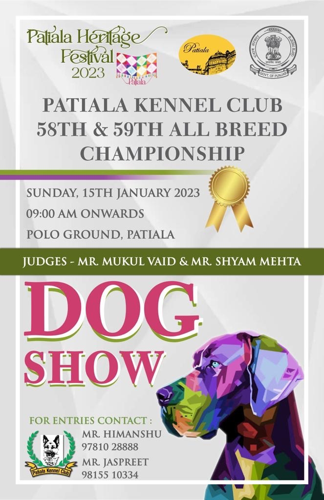 Dog Show in Patiala tomorrow 15 January 2023