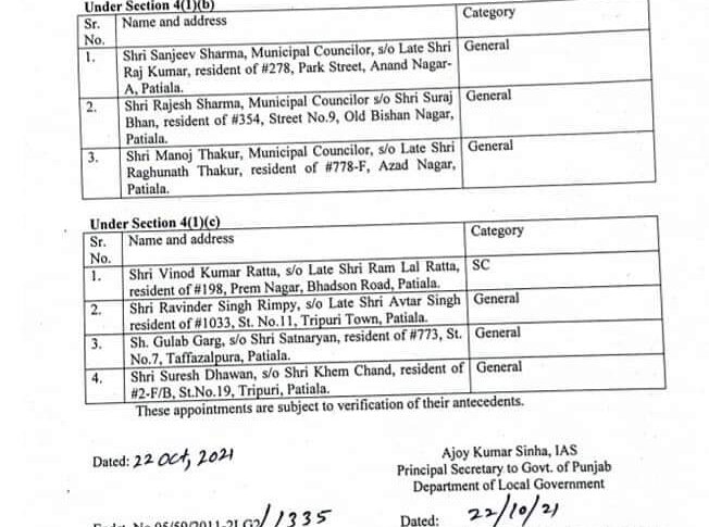 Patiala Improvement Trust gets new Members