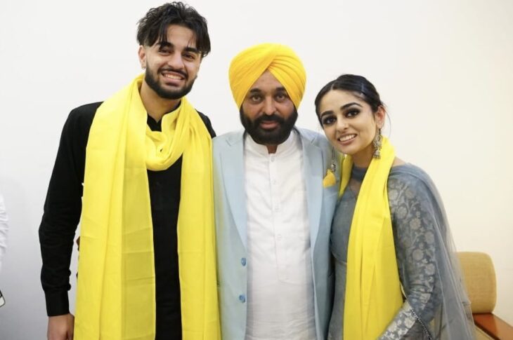 Bhagwant Mann with his son and daughter