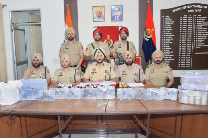AFGHAN NATIONAL AMONG 7 HELD WITH 10 SOPHISTICATED PISTOLS, 5KG HEROIN, ₹30L HAWALA MONEY