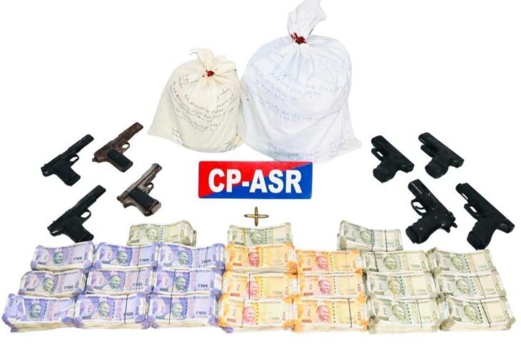 Punjab News:TWO BROTHERS AMONG NINE HELD IN AMRITSAR; 8 PISTOLS, 8.5KG HEROIN, ₹12.95L DRUG MONEY RECOVERED