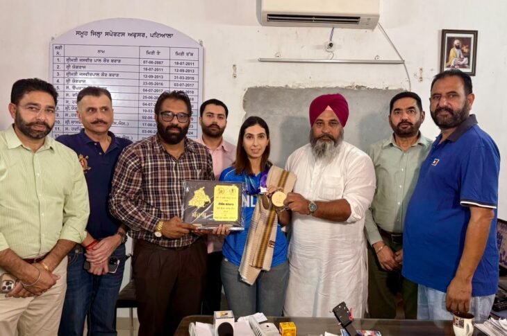 Punjab News:MLA Gurlal Singh Ghanaur and Sports Department Honour Shooter Parinaaz Dhaliwal for Winning Two Bronze Medals at Asian Games