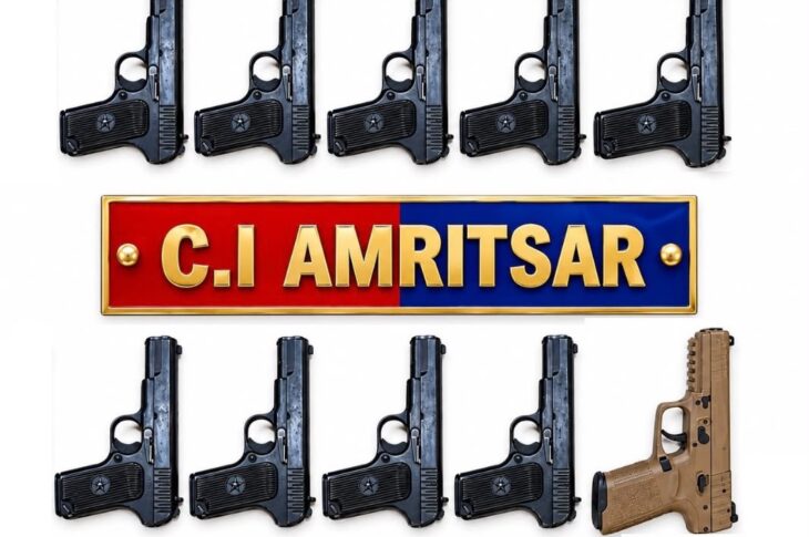 Punjab News:THREE LINKED TO ILLEGAL ARMS SMUGGLING MODULE HELD WITH 10 SOPHISTICATED PISTOLS IN AMRITSAR