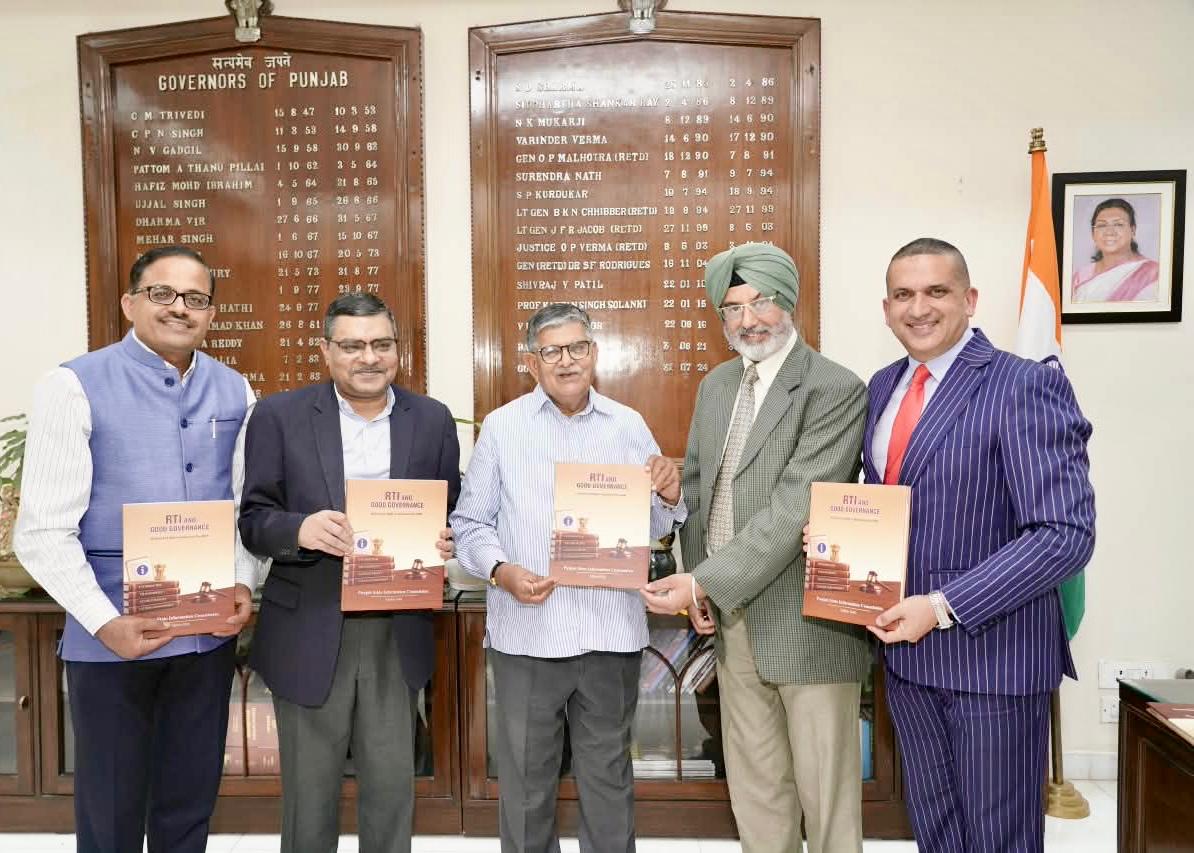 Punjab News:Book on “RTI and Good Governance” Presented to Governor Punjab at Lok Bhawan, Chandigarh